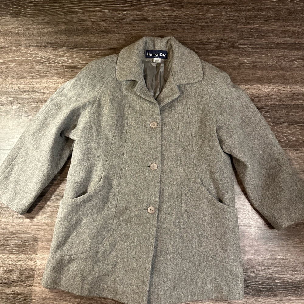 Herman Kay Women's Gray Wool-Blend Pea Coat